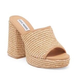 Steve Madden Natural Woven Platform Mule Heels